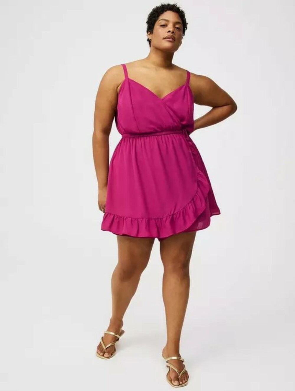 Torrid Romper Skort Surplice Wrap Pink Short Ruffle Hem Beach Summer Plus Size 2